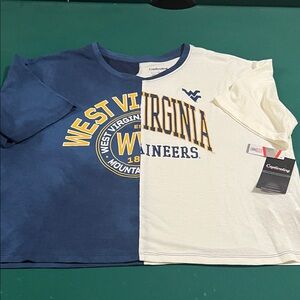 West Virginia Two-Tone Navy & White Split Tee